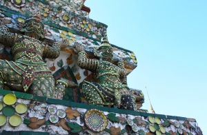 Amazing porcelain sculpture work decorating pretty much every inch of Wat Arun